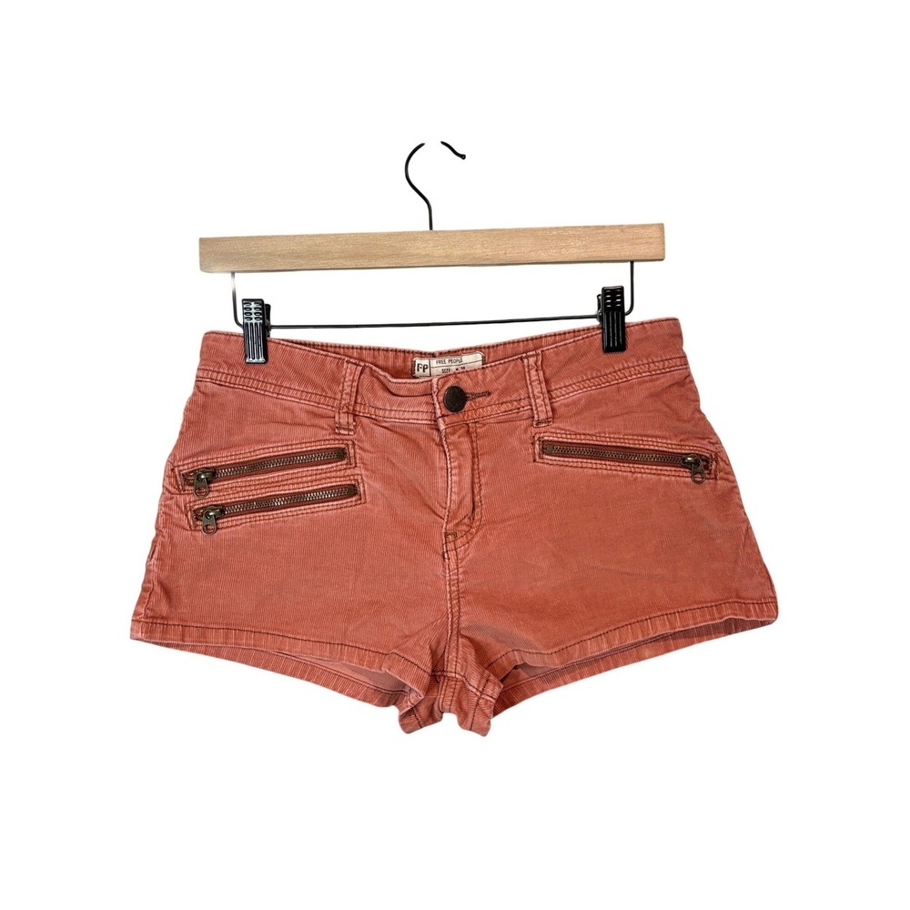 Free People Salmon Corduroy Shorts Womens 28 Zipper Detail Boho Summer